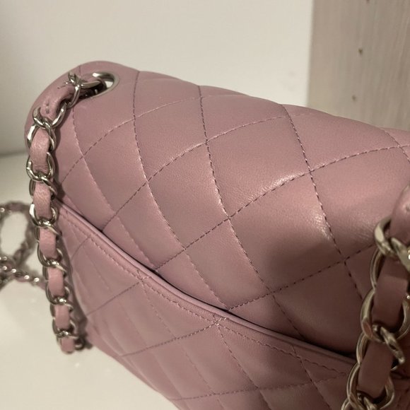 Chanel Mini Square Lilac Purple Lambskin Flap Bag With Silver SHW - Picture 13 of 16